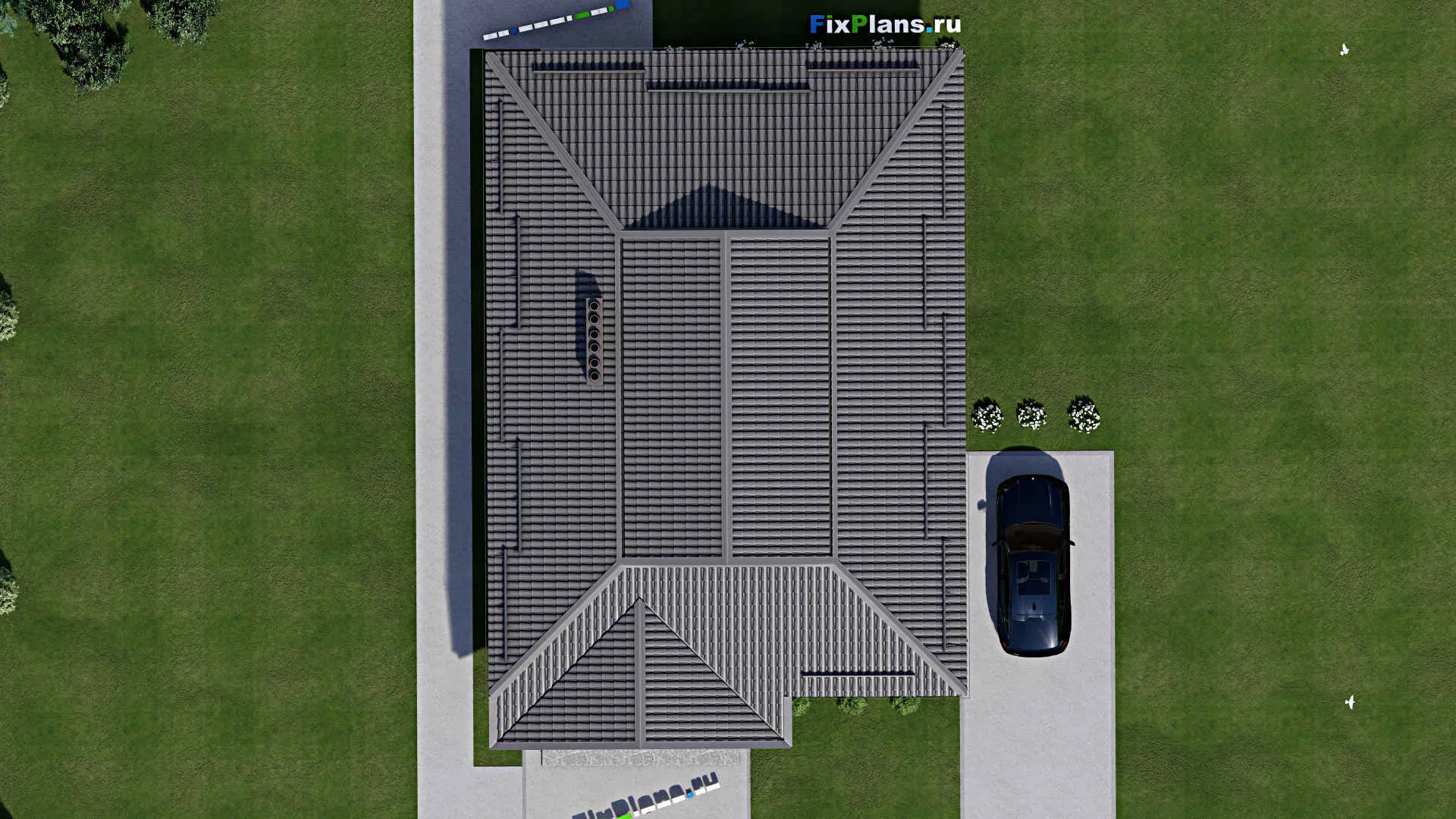 F-4922 - План одноэтажного дома 11 на 13, площадью 150 м² с террасой и 2 спальнями