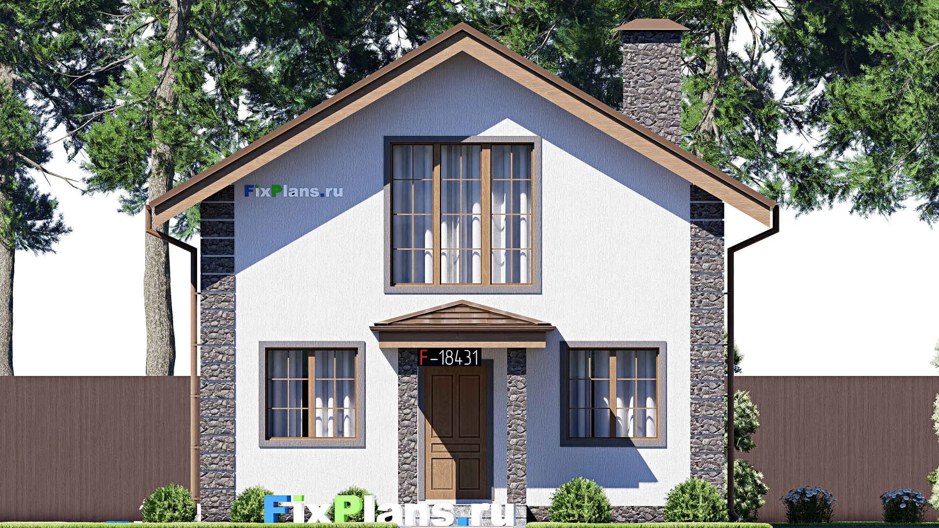 F-18431 - Планы дома с мансардой 9 на 12, площадью 100 м² с террасой, балконом и 4 спальнями