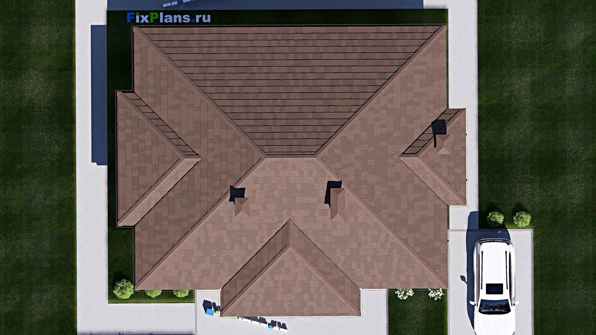 F-17027 - План одноэтажного дома 13 на 16, площадью 130 м² с 3 спальнями