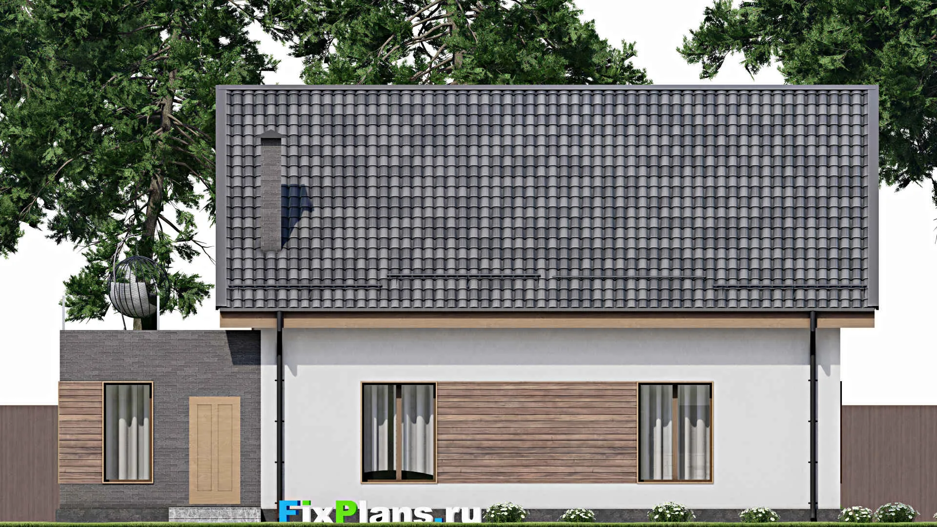 F-9530 - Планы дома с мансардой 14 на 16, площадью 260 м² с балконом, гаражом на 1 машину и 3 спальнями