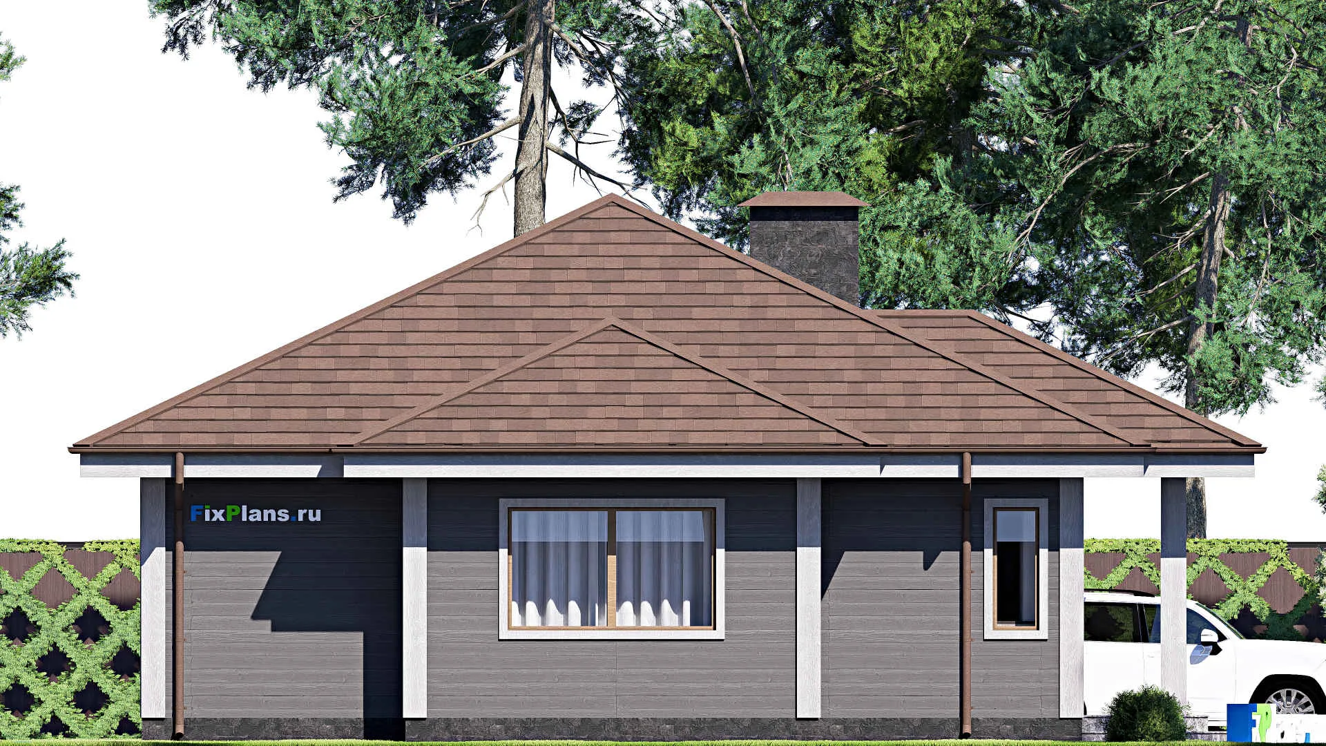 F-17027 - План одноэтажного дома 13 на 16, площадью 130 м² с 3 спальнями