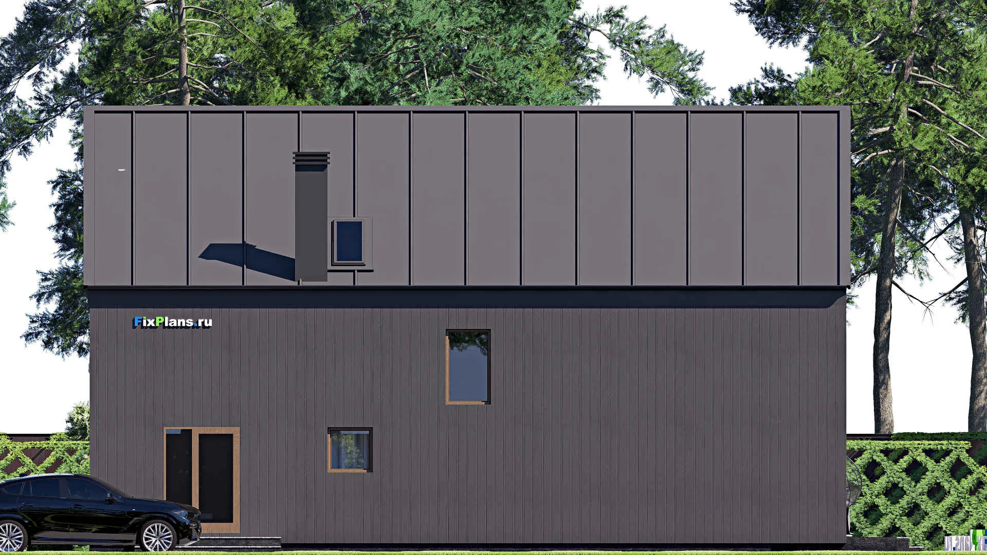 F-18989 - Проект дома с мансардой 14 на 16, площадью 200 м² с террасой и 3 спальнями