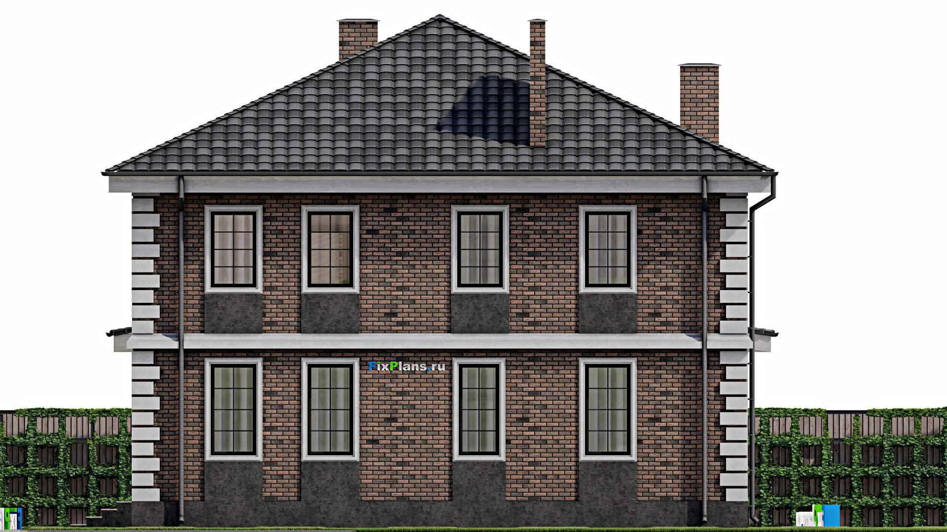 F-1529 - Проект двухэтажного дома 12 на 20, площадью 350 м² с террасой, балконом, спортзалом и 2 спальнями