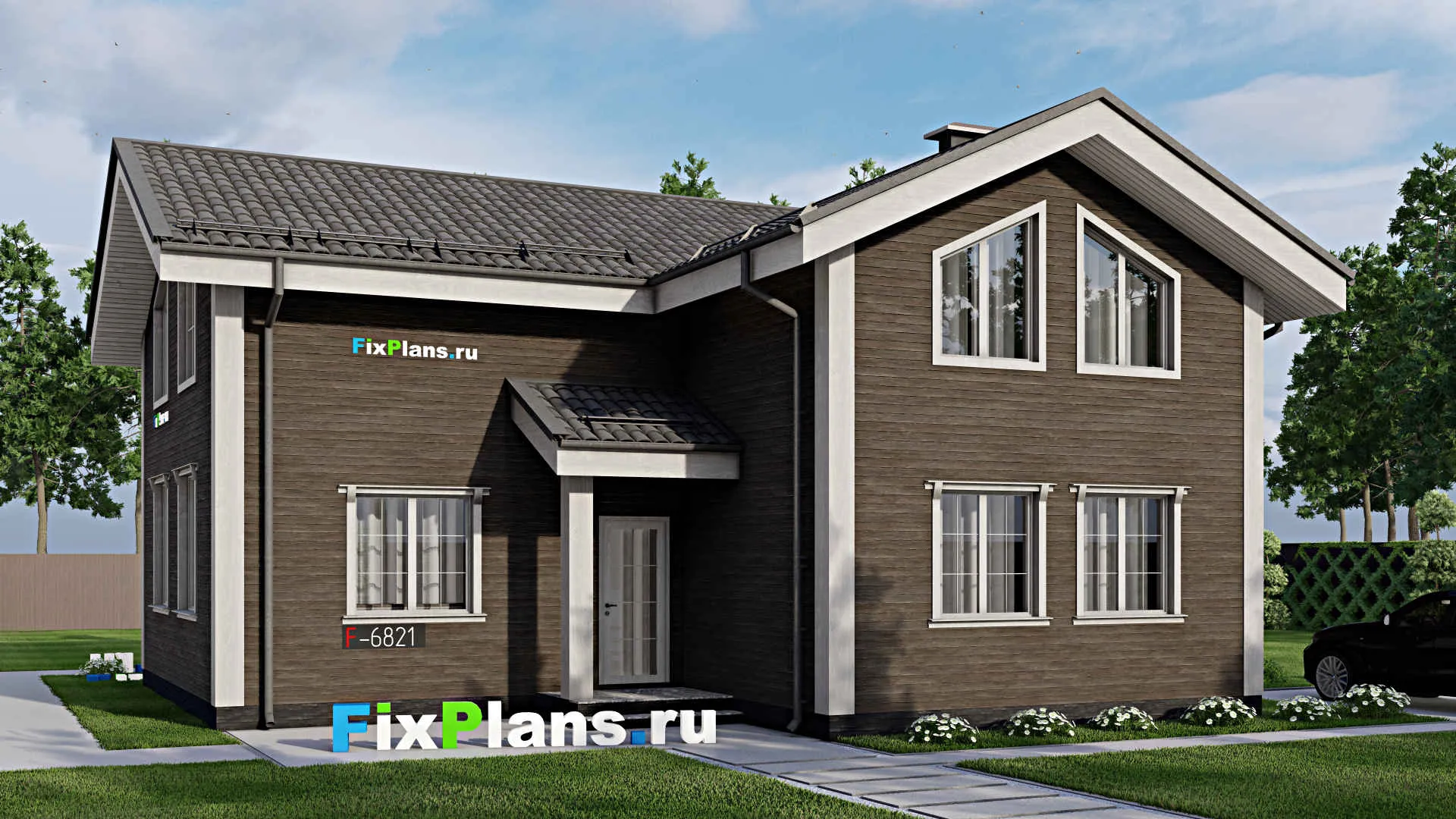 F-6821 - Проект дома с мансардой 13 на 14, площадью 180 м² с 4 спальнями