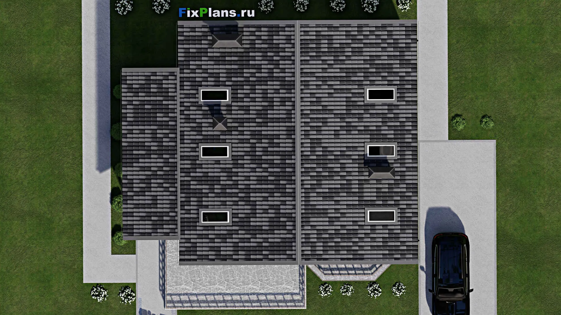 F-6074 - Проект дома с мансардой 12 на 14, площадью 240 м² с баней и 4 спальнями