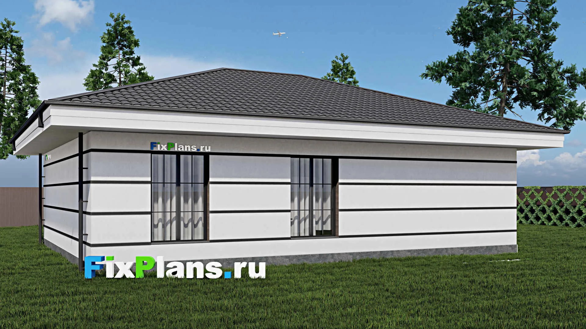 F-0692 - Проект одноэтажного дома 11 на 14, площадью 120 м² с 3 спальнями