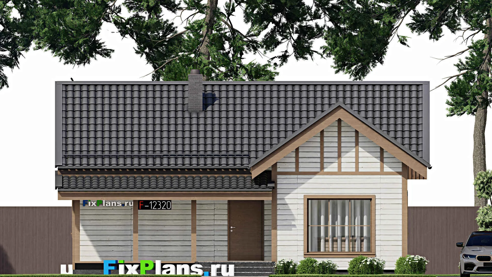 F-12320 - Проект одноэтажного дома 8 на 11, площадью 60 м² с 2 спальнями