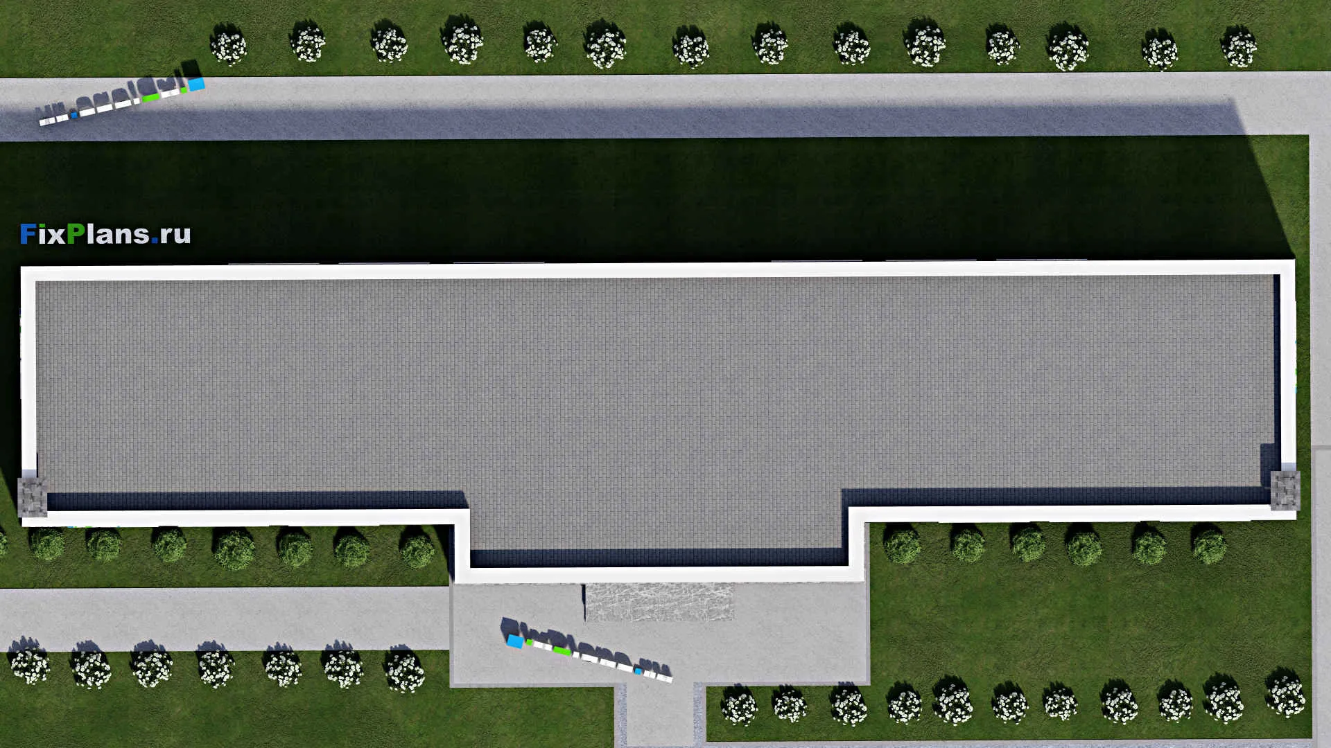F-9440 - План одноэтажного дома 8 на 31, площадью 170 м² с 4 спальнями