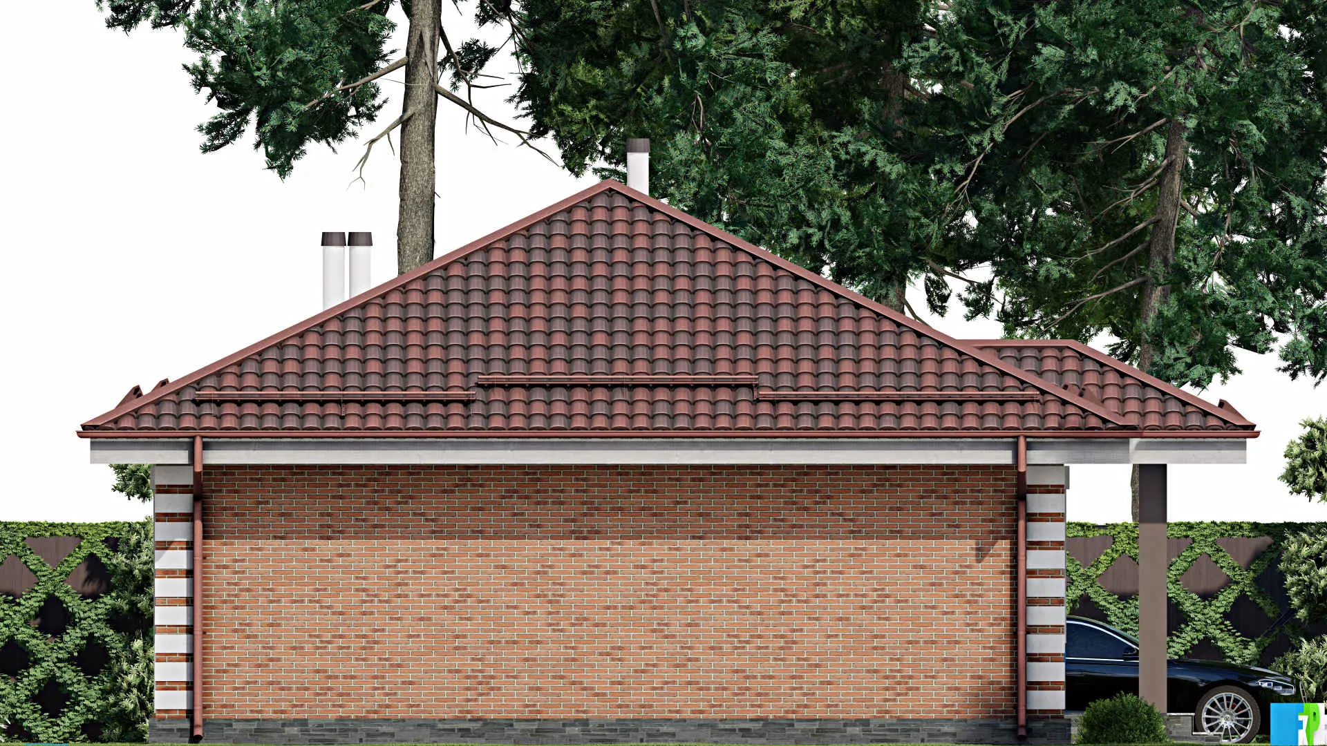 F-9737 - План одноэтажного дома 11 на 13, площадью 100 м² с 3 спальнями